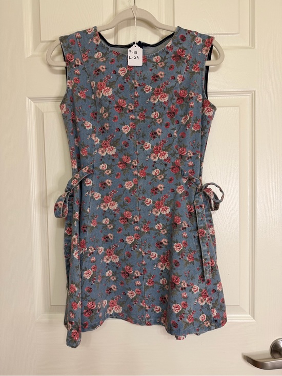 Jackets & Blazers - Blue Floral Sleeveless Tie-Waist Dress